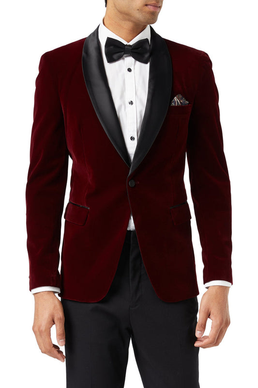 TUXEDO SAM - Burgundy Soft Velvet Jacket