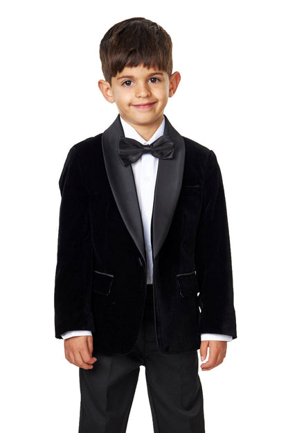 TUXEDO TIM - BOYS BLACK VELVET BLAZER