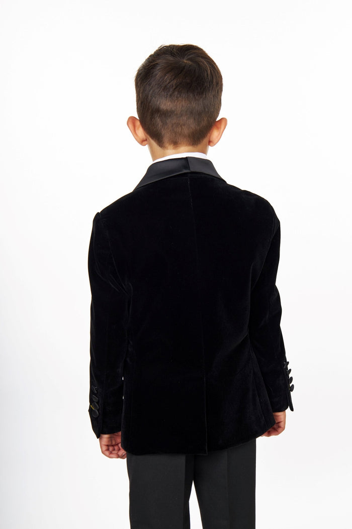 TUXEDO TIM - BOYS BLACK VELVET BLAZER
