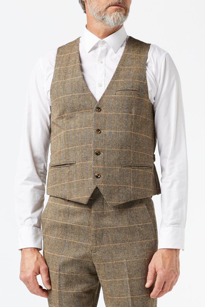 TWEED CHECK HERRINGBONE TAN JACKET