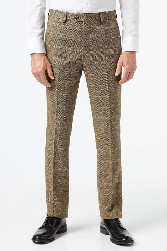 TWEED CHECK HERRINGBONE TAN SUIT