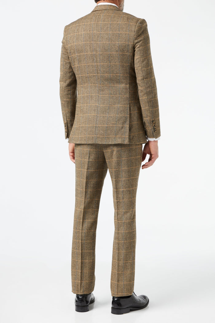 TWEED CHECK HERRINGBONE TAN SUIT