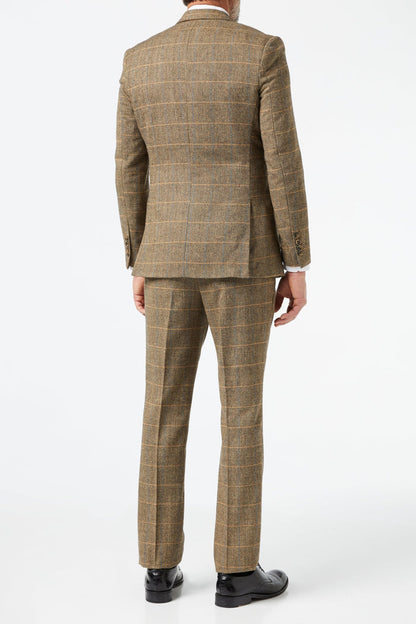 TWEED CHECK HERRINGBONE TAN SUIT