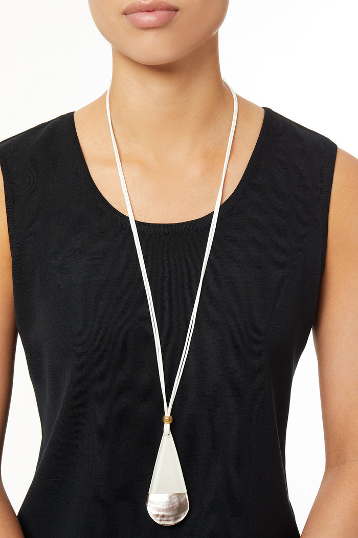 Two-Tone Resin Pendant On Slider Cord Necklace | Ming Wang