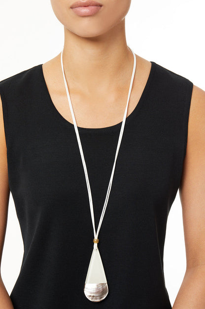 Two-Tone Resin Pendant On Slider Cord Necklace | Ming Wang