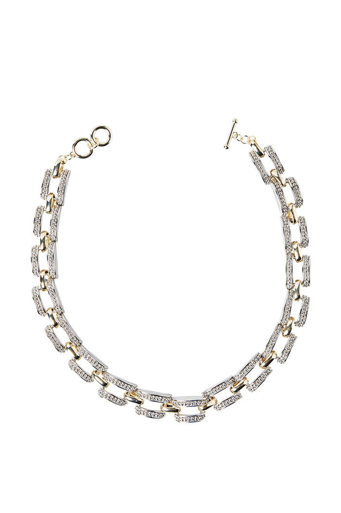 Two-Tone Woven Silver and Gold Link Short Necklace | Ming Wang