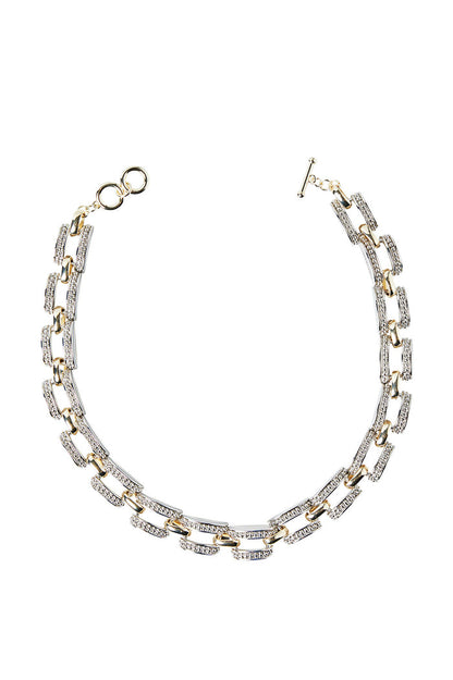 Two-Tone Woven Silver and Gold Link Short Necklace | Ming Wang
