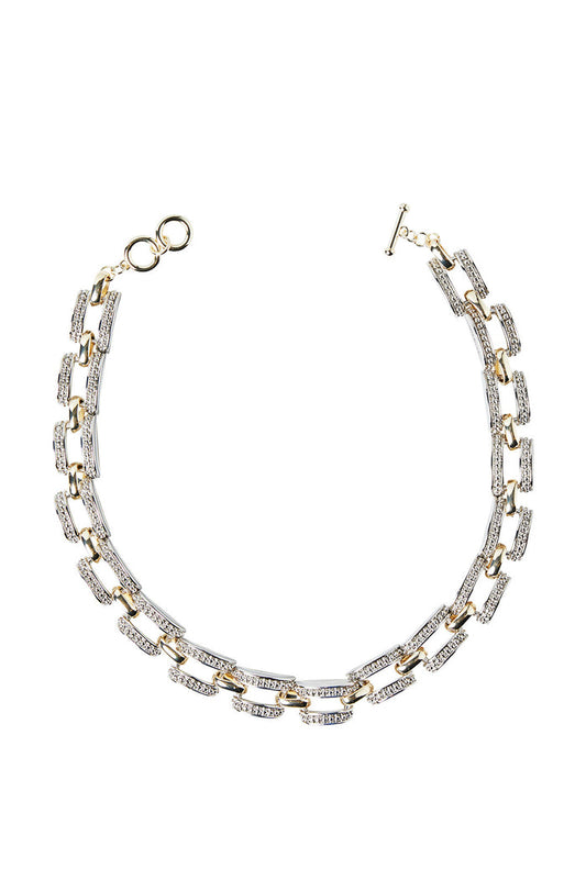 Two-Tone Woven Silver and Gold Link Short Necklace | Ming Wang