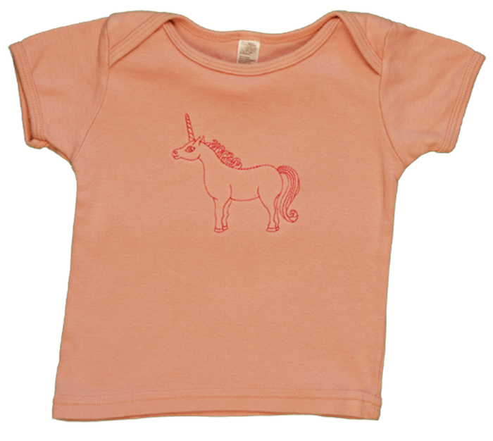 TwOOwls Pink/Pink Unicorn Short Sleeve Tee -100% organic cotton-Made in the USA