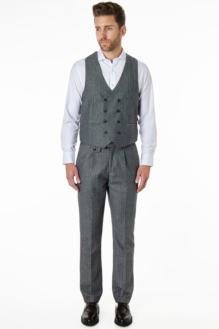 Tyler - Grey Tweed Double Breasted Waistcoat