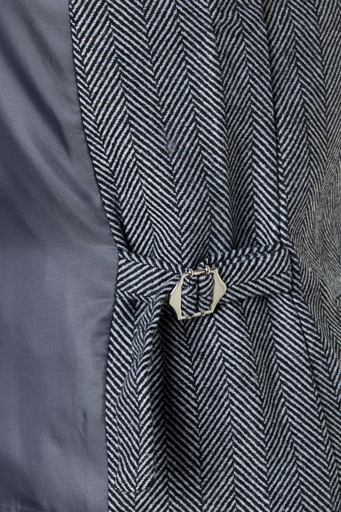 TYLER - HERRINGBONE TWEED DOUBLE BREASTED GREY WAISTCOAT
