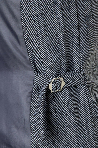 TYLER - HERRINGBONE TWEED DOUBLE BREASTED GREY WAISTCOAT