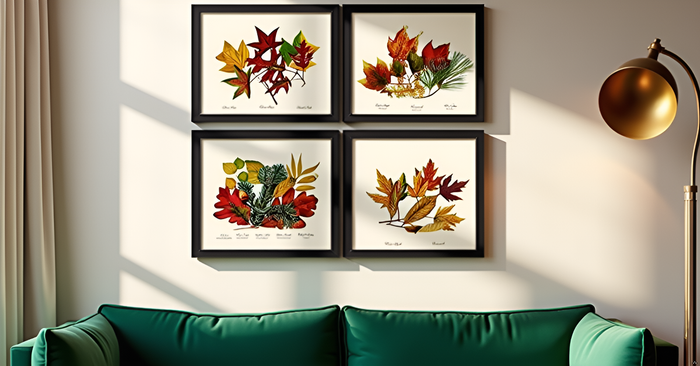 Vintage Autumn Tree Leaf Art Prints