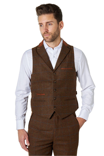 VITORI TWEED COLLAR BROWN WAISTCOAT