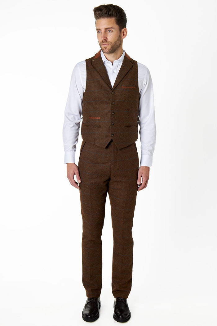 VITORI TWEED COLLAR BROWN WAISTCOAT