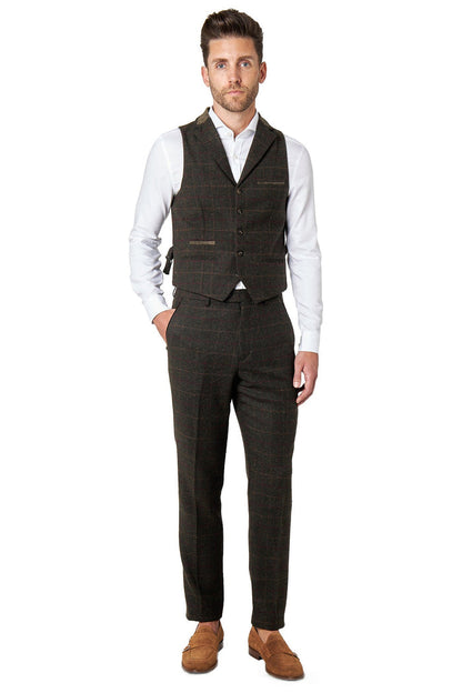 Vitori Tweed Collar Green Waistcoat