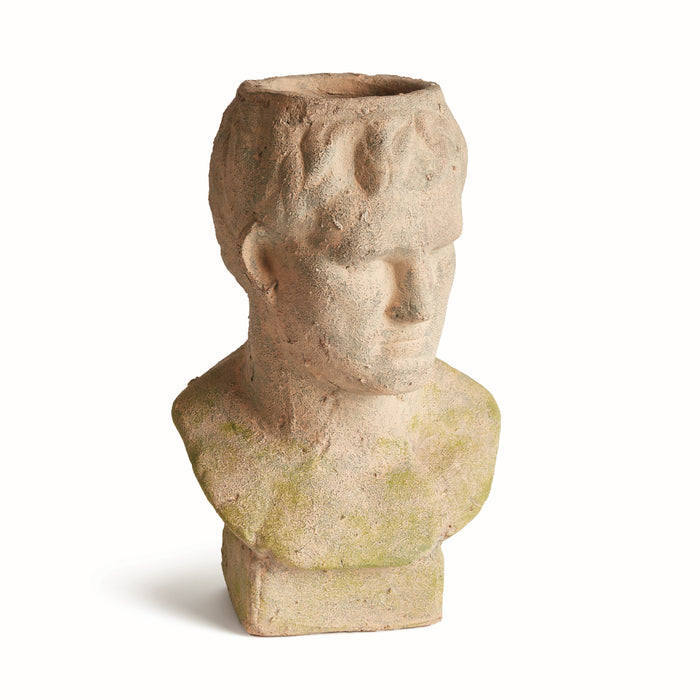WEATHERED GARDEN MALE BUST PLANTER