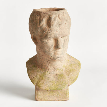 WEATHERED GARDEN MALE BUST PLANTER