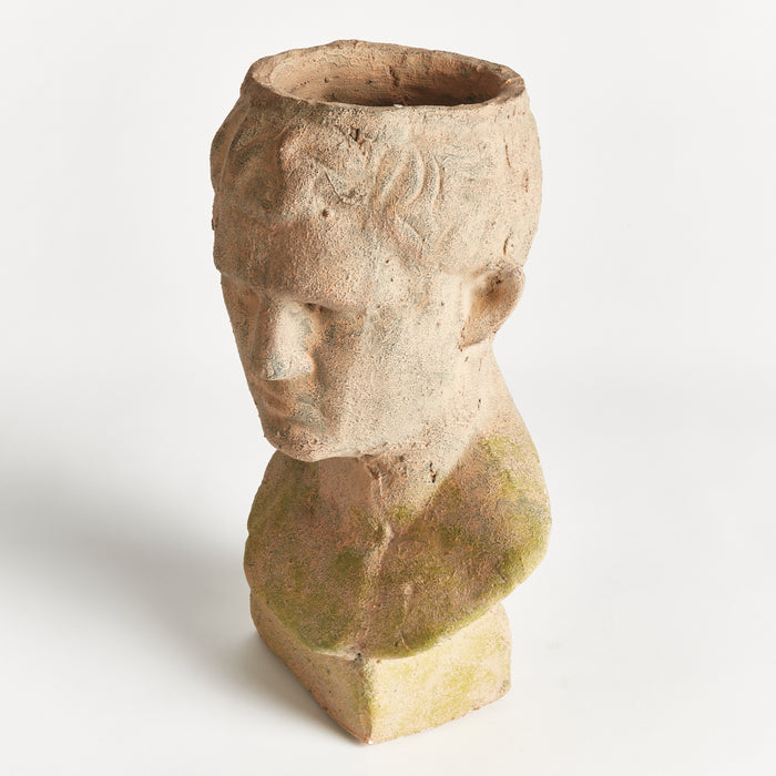 WEATHERED GARDEN MALE BUST PLANTER