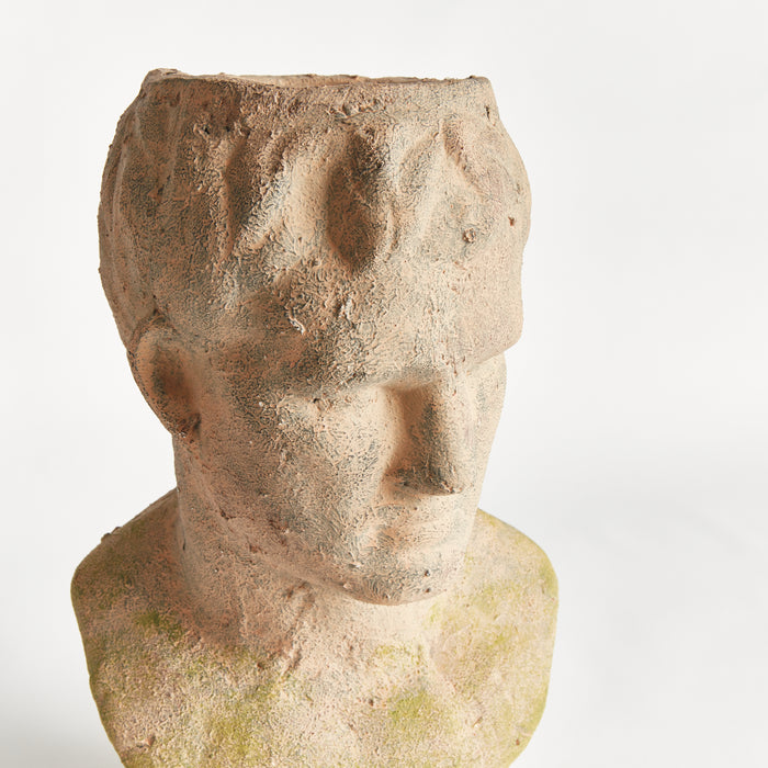 WEATHERED GARDEN MALE BUST PLANTER