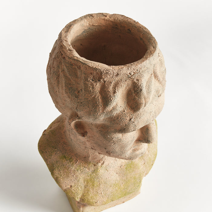 WEATHERED GARDEN MALE BUST PLANTER