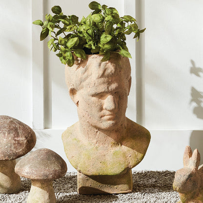 WEATHERED GARDEN MALE BUST PLANTER