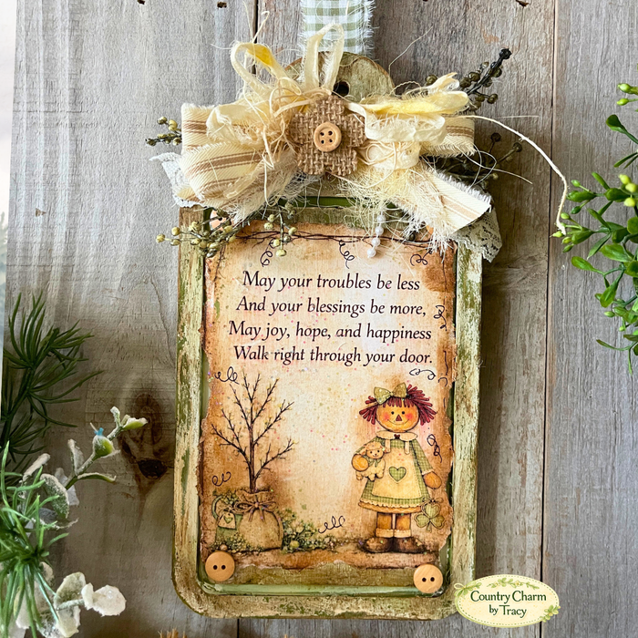 Whimsical Raggedy Girl Poem Cutting Board Shelf Sitter