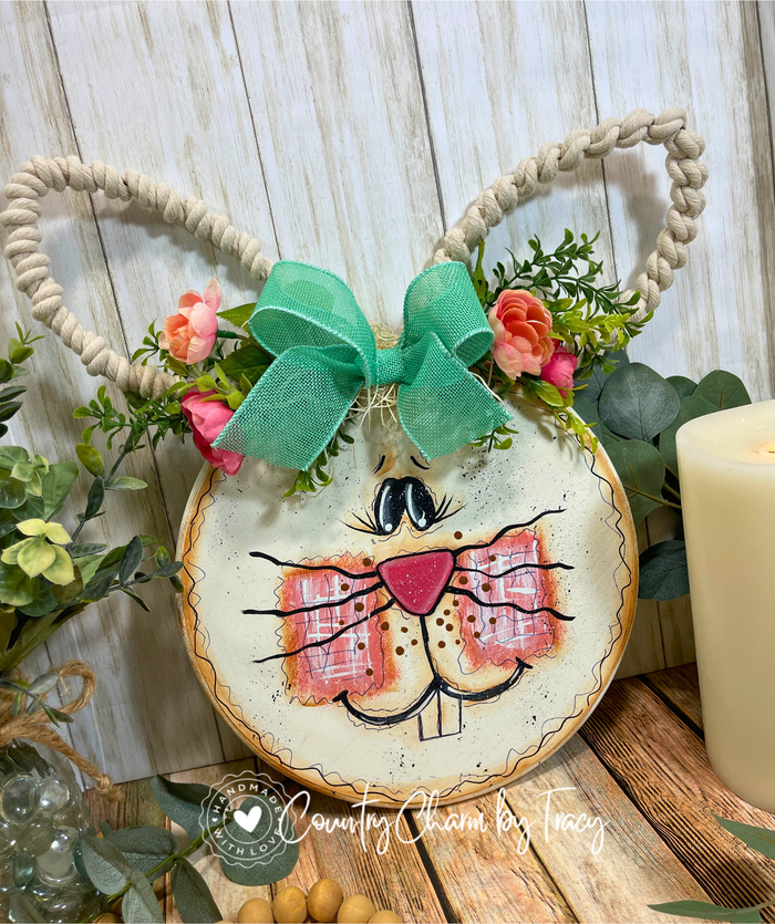 Whimsical Wood Bunny Door Hanger
