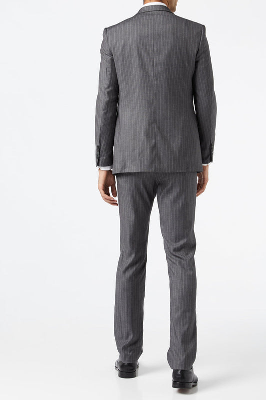 WHITE PIN STRIPE GREY SUIT TROUSER