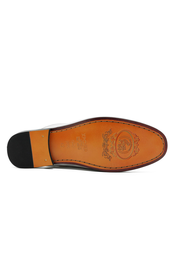 White Real Leather Snaffle Bit Half Shoes | Mules