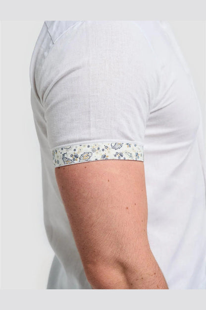 White Short Sleeve Linen Blend Shirt - Matera