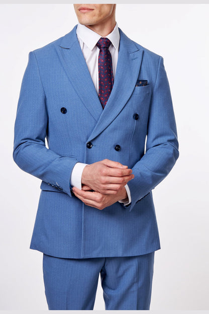 WILLIAM – BLUE DOUBLE BREASTED PINSTRIPE JACKET