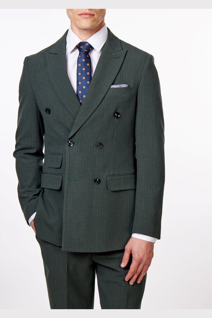 WILLIAM – GREEN DOUBLE BREASTED PINSTRIPE JACKET