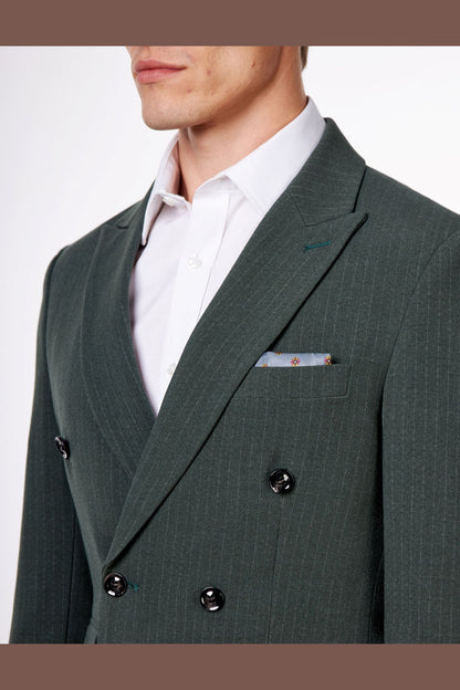 WILLIAM – GREEN DOUBLE BREASTED PINSTRIPE JACKET