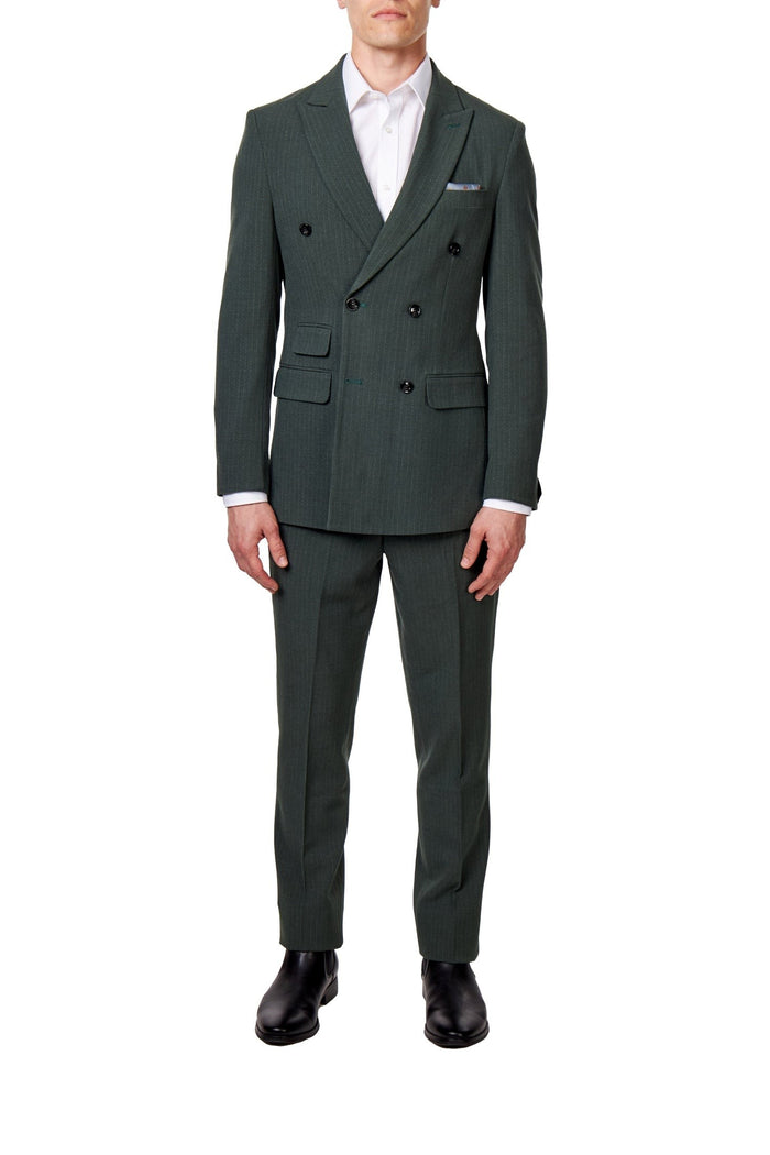 WILLIAM – GREEN DOUBLE BREASTED PINSTRIPE SUIT