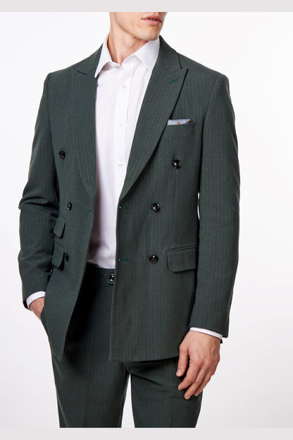 WILLIAM – GREEN DOUBLE BREASTED PINSTRIPE SUIT