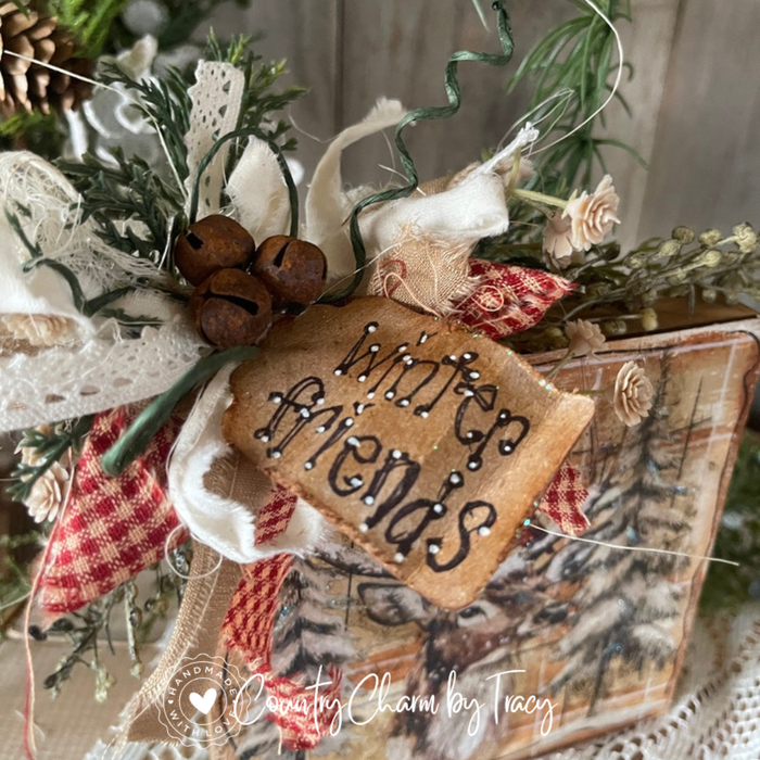 WINTER FRIENDS Deer Décor Block – 5x5