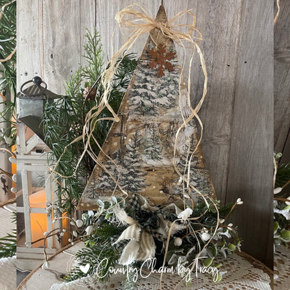 Woodland Winter Animals Wooden Tree – 15" x 9"