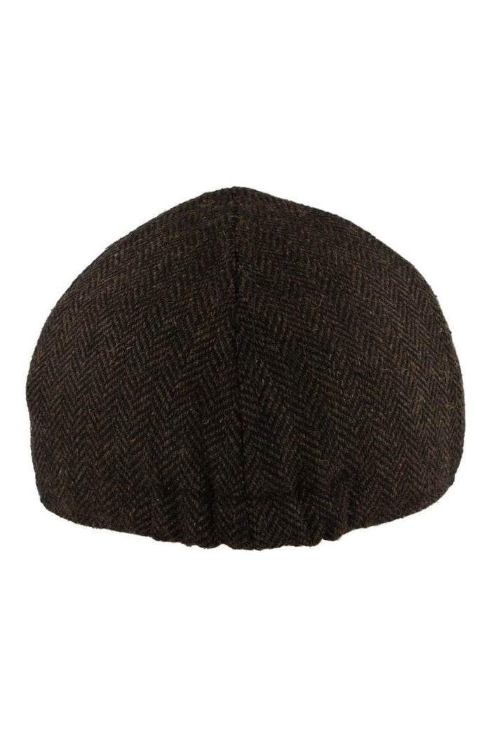 WOOL BLEND HERRINGBONE DUCKBILL FLAT CAP