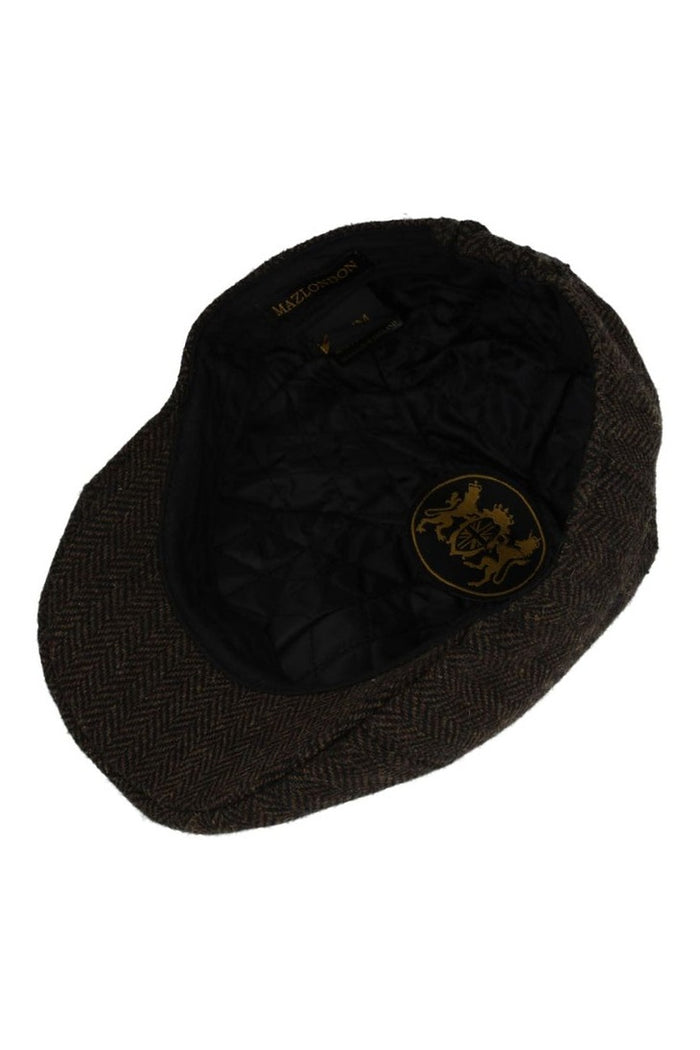 WOOL BLEND HERRINGBONE DUCKBILL FLAT CAP