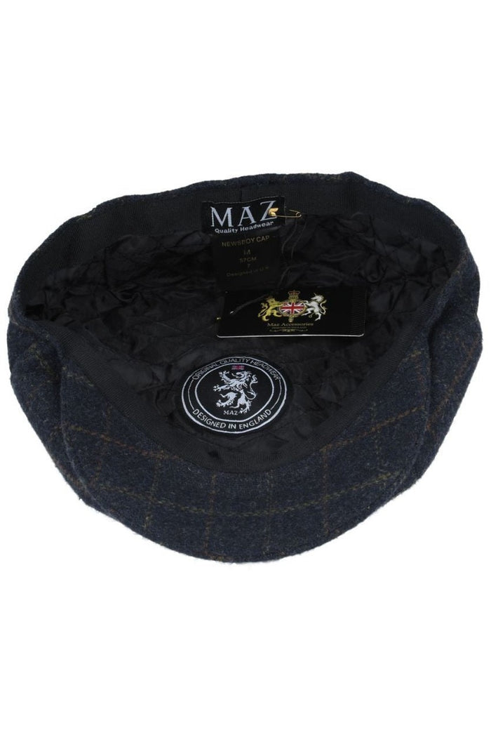 WOOL BLEND TWEED CHECK NEWSBOY CAP