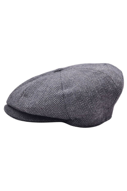 WOOL HERRINGBONE NEWSBOY FLAT CAP