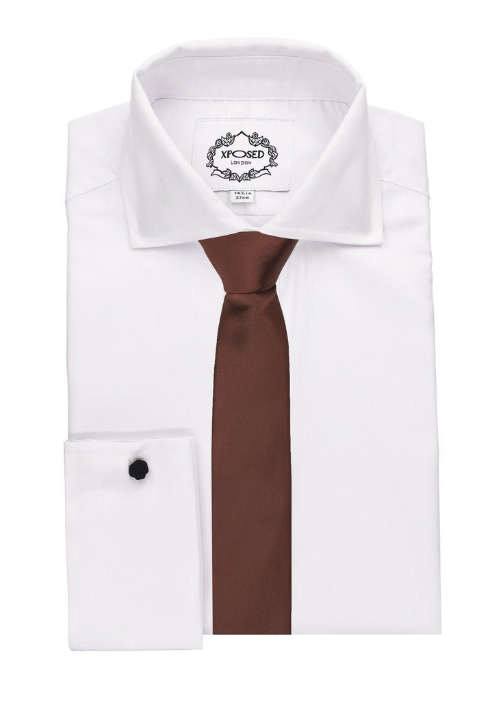 XPOSED - BROWN PREMIUM SATIN NECK TIE