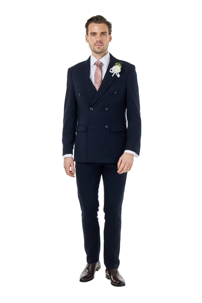 Zak - Navy Blue Tailored Double Breasted Jacket