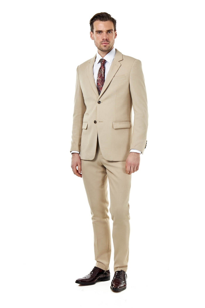 ZAK - TAILORED 3 PIECE SUIT STONE HONEYCOMB