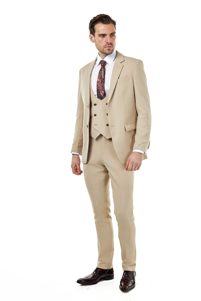 ZAK - TAILORED 3 PIECE SUIT STONE HONEYCOMB