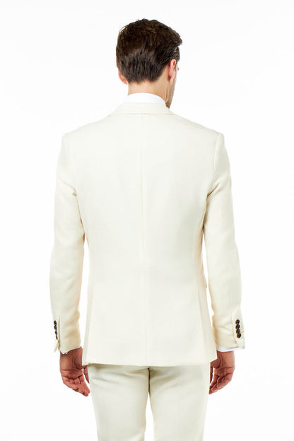 ZAK – CREAM IVORY TAILORED 3 PIECE WEDDING SUIT
