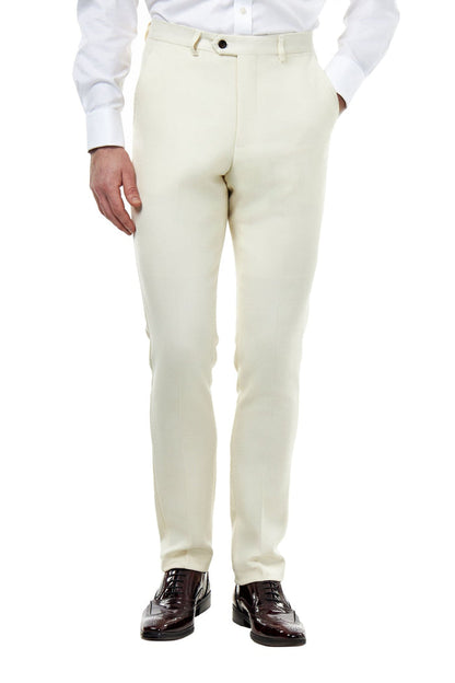 ZAK – HONEYCOMB WEAVE CREAM TAILORED SUIT TROUSER
