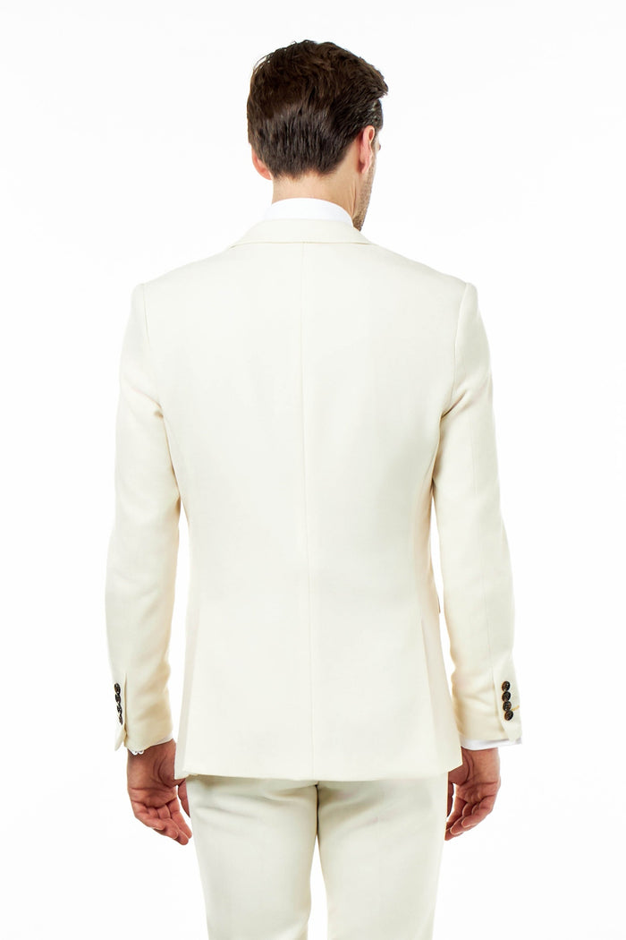 ZAK – IVORY TAILORED 3 PIECE SUIT STONE HONEYCOMB