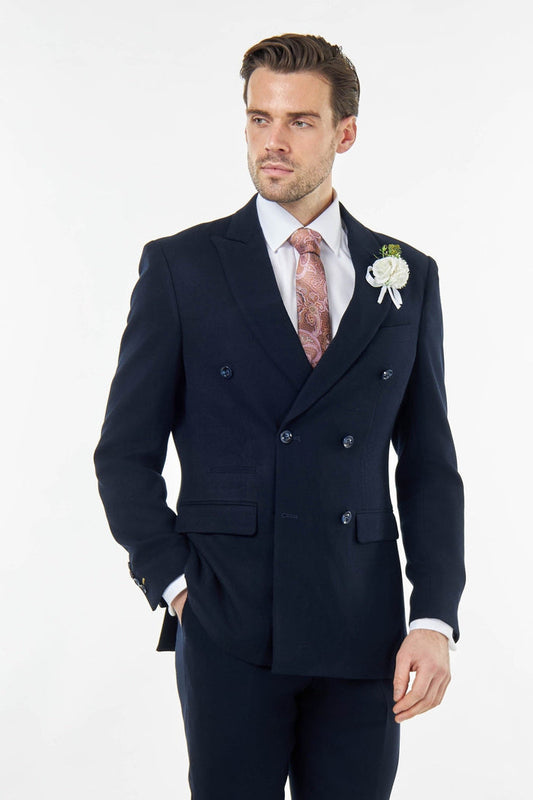 ZAK – NAVY BLUE DOUBLE BREASTED TAILORED 2 PIECE SUIT